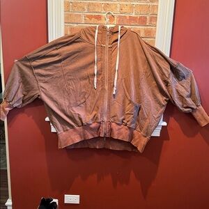 Blue Velvet Brown Oversized Hoodie with Drawstrings--Size XL--NWOT